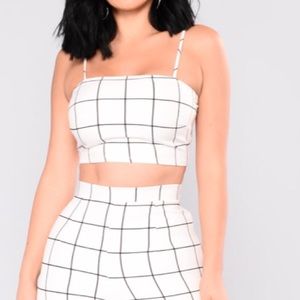 Line By Line Pant Set - White/Black. TOP ONLY!